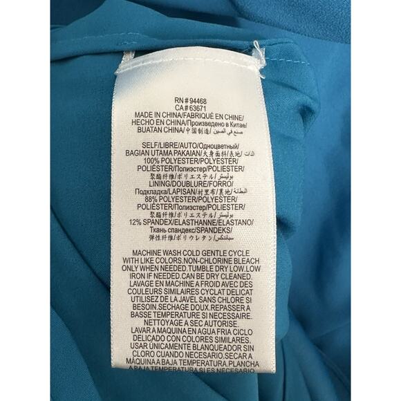 BCBGMAXAZRIA Women’s Aqua Blue Pleated Sleeveless Gathered Mini Dress Sz 6 - Picture 4 of 6